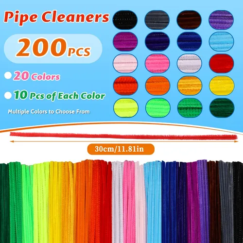 Vista 2 de 200 Pcs Pipe Cleaners, 20 Colors Pipe Cleaners Bulk for Crafts