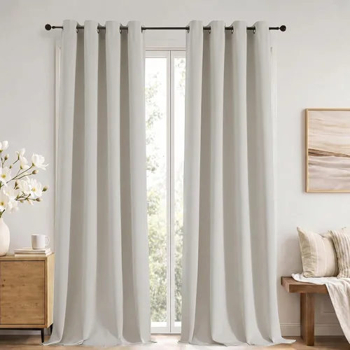 Vista 131 de Simplebrand Cortinas blancas puras de 96 pulgadas de largo para oscurecer la habitación, juego de 2 paneles para dormitorio/sala de estar, bloqueo
