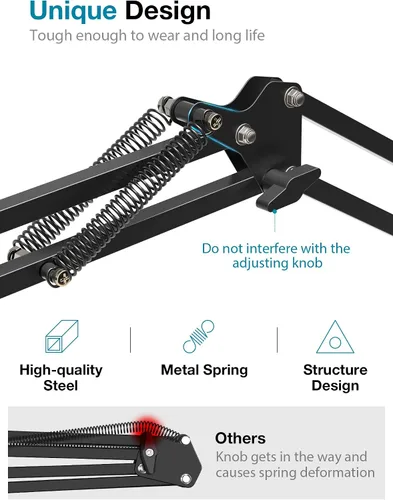 Vista 2 de InnoGear Soporte de micrófono, juego de soporte de micrófono ajustable para Blue Yeti Nano Suspension Boom Soporte de brazo de tijera con tornillo