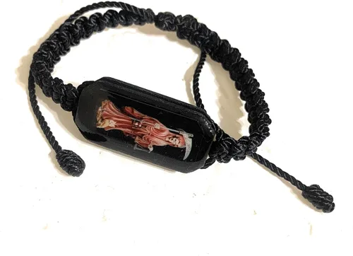 Vista 5 de Chavarrieta Pulsera Hilo Negro Pulsera Roja de hilo de la Santa Muerte, Cuentas de vidrio,