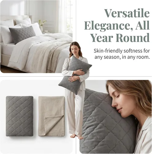 Vista 3 de Breathable Hypoallergenic Standard Size Envelope Pillow Protectors Dark Gray