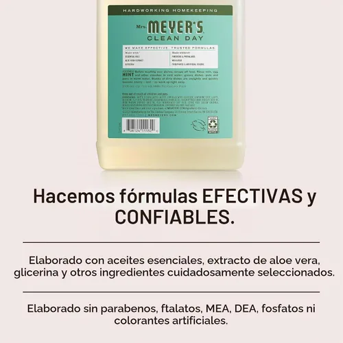 Vista 4 de MRS. MEYER'S CLEAN DAY - Repuesto de jabón líquido para platos, albahaca, 48 onzas líquidas