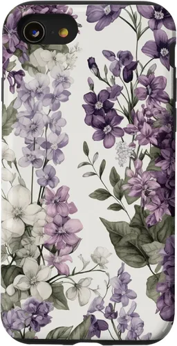 Vista 18 de White Violet Purple Lavender Lilac Floral Funda de flores botánicas para iPhone 17