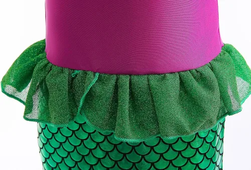 Vista 4 de Disfraz de sirena de lujo para niña, vestido de princesa con accesorios