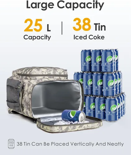 Vista 5 de TACTICISM Tactical Cooler Backpack Insulated Leak-Proof - 24L Heavy Duty Lunch Backpack for Men Women Adults, Soft Ice Chest Backpack as Gift Work