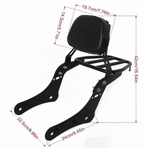 Vista 7 de Respaldo de pasajero desmontable Sissy Bar para Vulcan S650 VN650 EN650 2015-2024 (con portaequipajes)