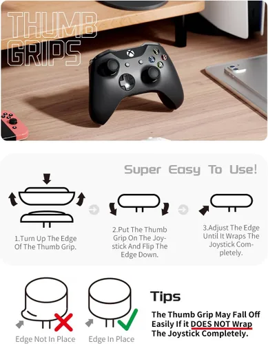 Vista 7 de ELETIUO Juego de 5 pares10 empuñaduras para el pulgar para Xbox Series XS, Xbox One, control Xbox One XS, tapa de silicona antideslizante con 5
