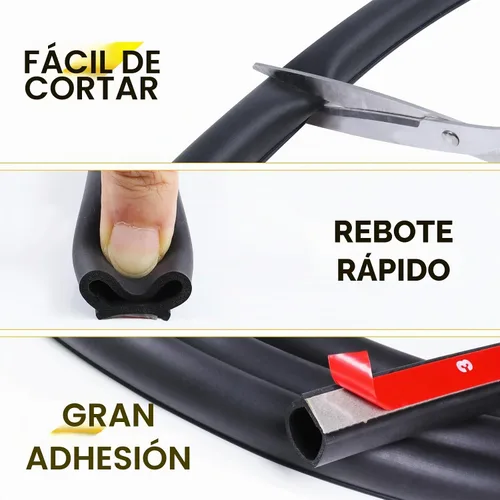 Vista 4 de Burlete de goma resistente en forma de D de 1/2 x 7/16 pulgadas, con sello de goma hueco con tira de junta de puerta de bombilla (autoadhesivo)