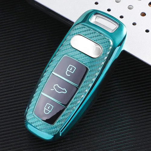 Vista 11 de SANRILY Funda para llavero Audi 2018-2019, carcasa de TPU suave de protección completa compatible con Audi A8 A7 A6 A6L C8 Q8 2020 con control Azul