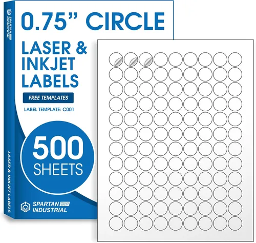 Vista 9 de Etiquetas circulares de 0.75" para láser y inyección de tinta, Spartan