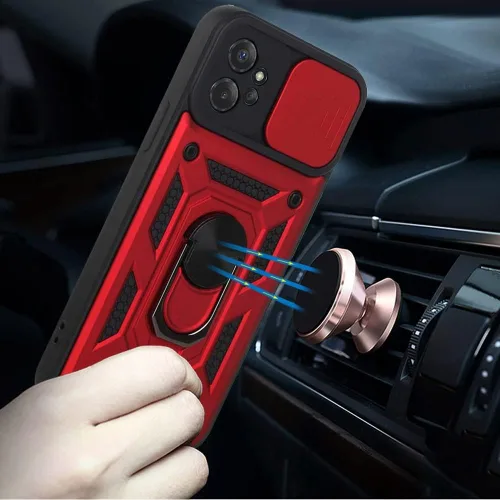 Vista 3 de PT - Funda con función atril para cámara Motorola G Power 5G 2023 XT2311DL + soporte de regalo (rojo)