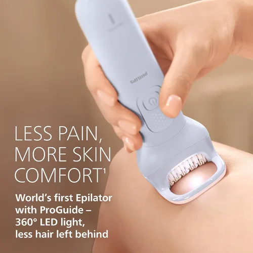 Vista 3 de Philips Depiladora Serie 8000 - Depiladora eléctrica inalámbrica en seco y húmedo, depiladora para piernas y cuerpo, con ProGuide, 3 accesorios, 60