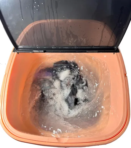 Vista 2 de Peach - Mini lavadora portátil de 15 litros – Lavadora de ropa con diseño portátil, ideal para espacios pequeños Melocotón