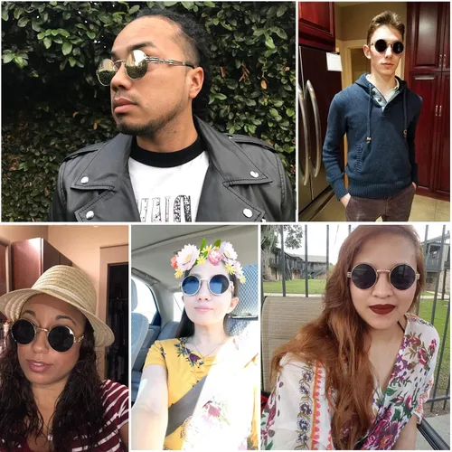 Vista 23 de Dollger Gafas de sol redondas Steampunk con marco de metal