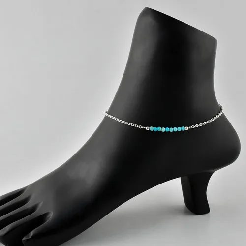 Vista 47 de YANARA Pulsera de tobillo para mujer, piedra de nacimiento natural, cuentas de piedras preciosas, tobillera delicada hecha a mano de 9 pulgadas +