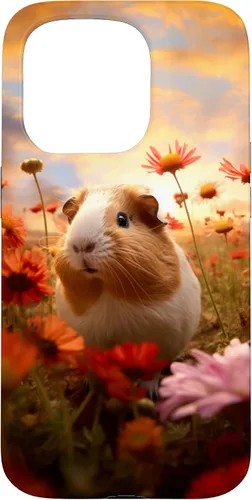 Vista 14 de Carcasa para iPhone 16 con diseño de conejillos de indias y flores para amantes de mascotas exóticas