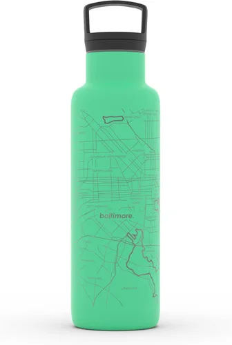 Vista 35 de Well Told Botella de agua aislada con mapa de Washington DC grabado, botella de acero inoxidable grabada (21 onzas, blanco) botella aislada de mapa