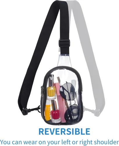 Vista 5 de Mini bolsa transparente aprobada para estadios, bolsa cruzada transparente, riñonera, bolsa de concierto, cinturón, bolsa de pecho, aprobada por