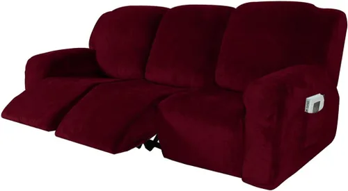 Vista 26 de vctops Fundas reclinables de felpa de terciopelo de lujo, 4 piezas, fundas elásticas y suaves para sofá, protector antideslizante de muebles