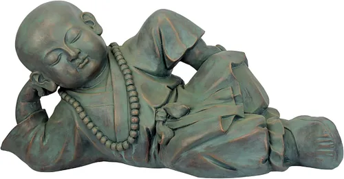 Vista 2 de Design Toscano Resting Serene Baby Monk Asian Boy - Estatua de jardín de niño asiático, 24 pulgadas de ancho, 12 pulgadas de alto, resina de piedra