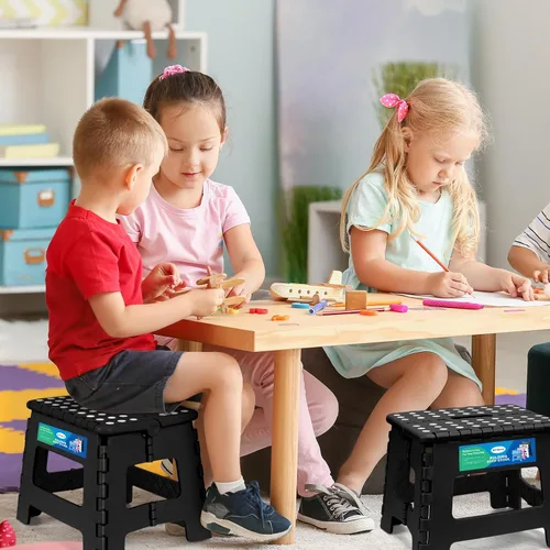 Vista 7 de Dyforce Taburete plegable de 9 pulgadas para niños y adultos, taburete de pie plegable y ligero para niños pequeños, cocina, baño, capacidad de 300