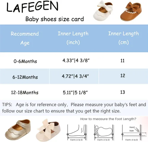 Vista 5 de LAFEGEN Zapatos planos Mary Jane para bebés y niñas con Bownot, suela suave, suela suave, piel sintética, recién nacidos, para primeros pasos