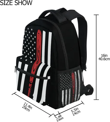 Vista 2 de Miaoquhe Mochila de béisbol con la bandera de Estados Unidos para niños, niñas, adolescentes, escuela, casual, mochila escolar para viajes, laptop