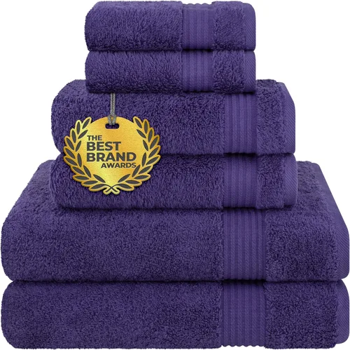 Vista 22 de Cotton Paradise Juego de 6 toallas, 100% algodón suave y absorbente turco para baño, 2 toallas de baño, 2 toallas de mano, 2 toallitas, juego