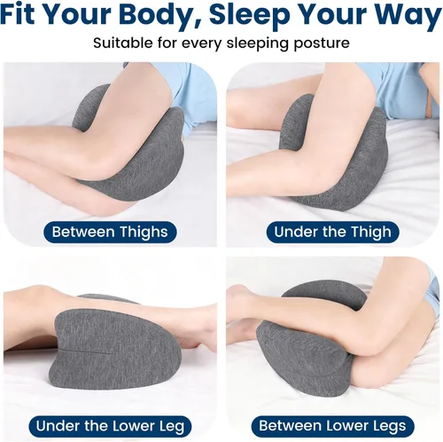 Vista 6 de Almohada de rodilla para personas que duermen de lado, almohada de espuma viscoelástica de gel refrescante para dormir de lado, en forma de corazón
