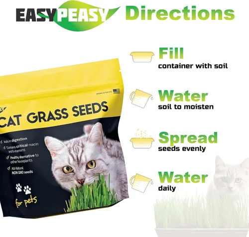 Vista 5 de CATGRASS Semillas Sin OGM Cultivadas en Estados Unidos desde nuestra granja hasta tu hogar (1 libra (16 onzas)