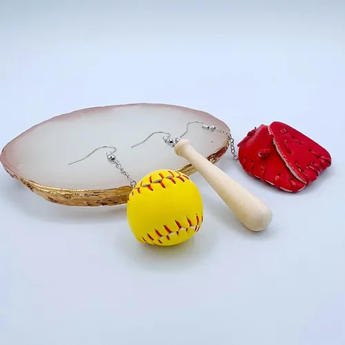 Vista 2 de Pendientes de sóftbol para mujer, joyería de sóftbol para mamás, regalos de sóftbol para niñas, regalos de equipo de sóftbol, joyería de softbol