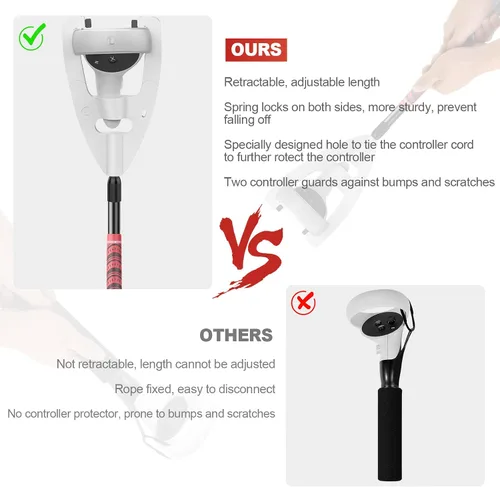 Vista 3 de VR Golf Club Handle Accessory Compatible with Oculus Quest 2 Meta Rift S Designed for VR Games Like Golf with Two VR Controller Protective Covers