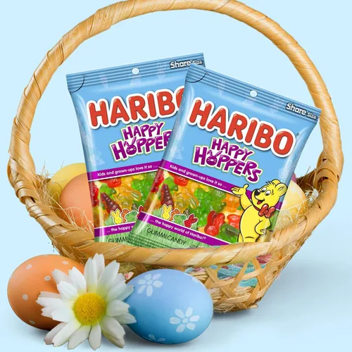 Vista 3 de Haribo Happy Hoppers Gummi Candy 4 oz (paquete de 2)