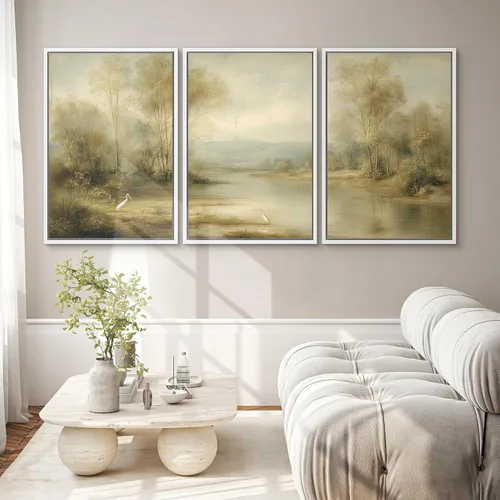 Vista 294 de SIGNWIN Lienzo enmarcado para pared, juego de arte de collage de hojas transparentes en blanco y negro, ilustraciones de naturaleza silvestre, arte