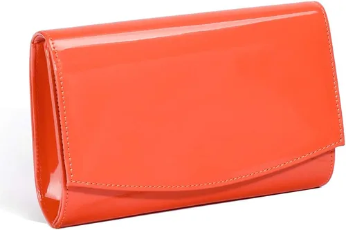 Vista 9 de WALLYN'S Carteras del cuero de la patente de las mujeres de la moda de los monederos del embrague, color sólido Fashion