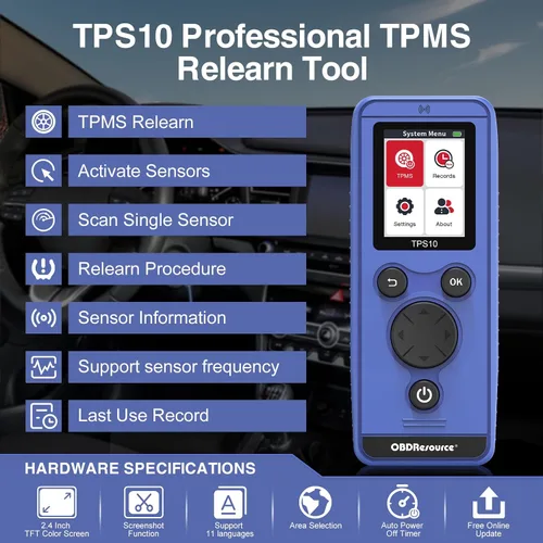 Vista 2 de OBDResource TPMS Herramienta de reaprendizaje para sistema de monitoreo de presión de neumáticos automático, activación de sensores, herramienta