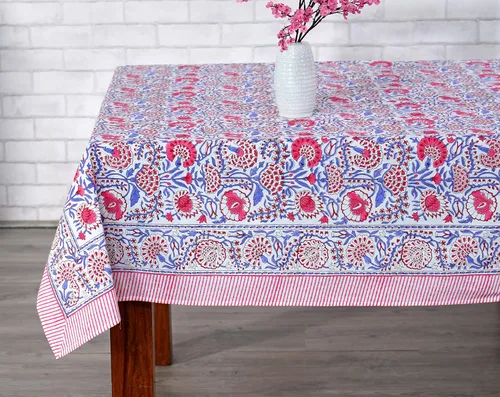 Vista 323 de Ridhi Mantel cuadrado con estampado de bloques de mano de caléndula ámbar