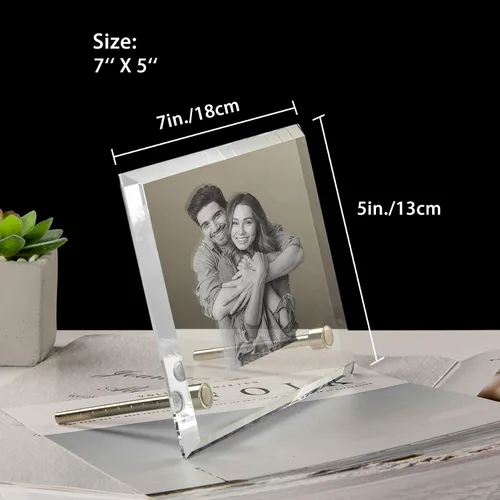 Vista 2 de Marco de fotos de cristal personalizado, marco de fotos de cristal grabado personalizado, regalo de fotos de recuerdo personalizado para el día