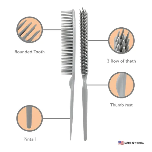 Vista 5 de Allegro Combs Peines de peluquería para peluquería de peluquería de 3 filas para cabello natural y pelucas para cabello rizado, fabricados