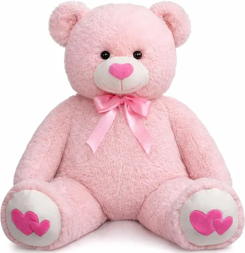 Vista 16 de HollyHOME Oso de Peluche Grande Animal de Peluche Oso Grande de Felpa con Corazón Rojo para Novia y Niños Juguete de Regalo de Vacaciones 36 Beige