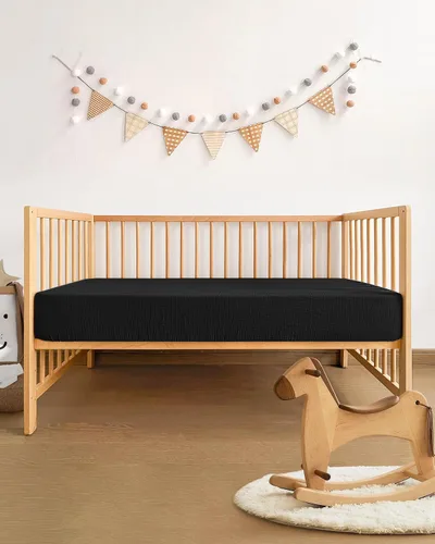 Vista 4 de Pro Goleem Sábanas de muselina para cuna, para niños y niñas, suaves, transpirables, de algodón neutro, para colchón estándar de cuna y colchón de 1