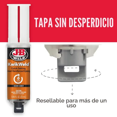 Vista 7 de J-B Weld 50176 KwikWeld jeringa epoxi reforzada con acero - Se seca en gris oscuro - 0.84 onzas líquidas, Negro