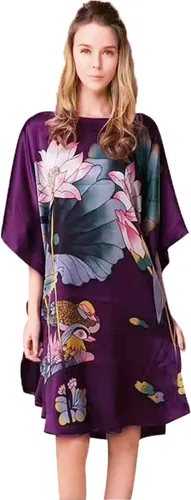Vista 40 de Pijama de seda 100% para mujer, batas de baño de seda para mujer, batas de kimono de seda, batas de baño con mangas de muñeca, estampado floral