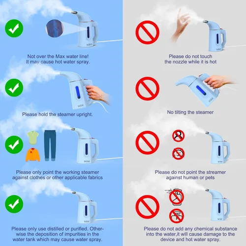 Vista 3 de Vaporizador para Ropa Vaporizador, Vaporizador de Camiseta de Mano, Vaporizador de Sombrero para el Hogar y Viajes con Protección de Seguridad