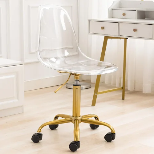 Vista 8 de Silla de escritorio transparente de acrílico con ruedas y altura
