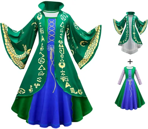 Vista 2 de NARQUA Sanderson Sisters Disfraz de bruja de Halloween para niños y niñas 6-7 años