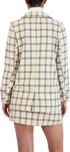 Vista 3 de BCBGeneration Blazer relajado de doble botonadura para mujer, manga larga, solapa con muesca, bolsillo