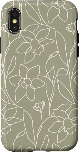 Vista 5 de Poppy Flower Line Art Modern Leaves Boho Artichoke Green Case for iPhone 17