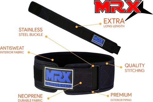 Vista 2 de MRX - Cinturón de levantamiento de pesas, 4 pulgadas de ancho, 0.315 in de grosor, acolchado para la espalda, con correas flexibles de espuma