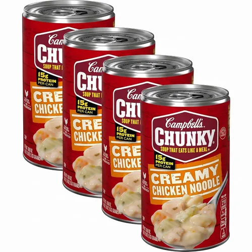 Vista 12 de Sopa Campbell's Chunky, Sopa Cremosa de Pollo con Fideos, Lata de 18.8 Oz